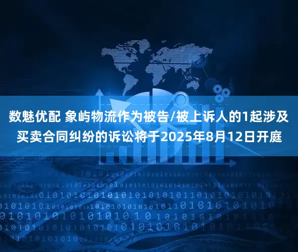 数魅优配 象屿物流作为被告/被上诉人的1起涉及买卖合同纠纷的诉讼将于2025年8月12日开庭