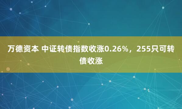 万德资本 中证转债指数收涨0.26%，255只可转债收涨
